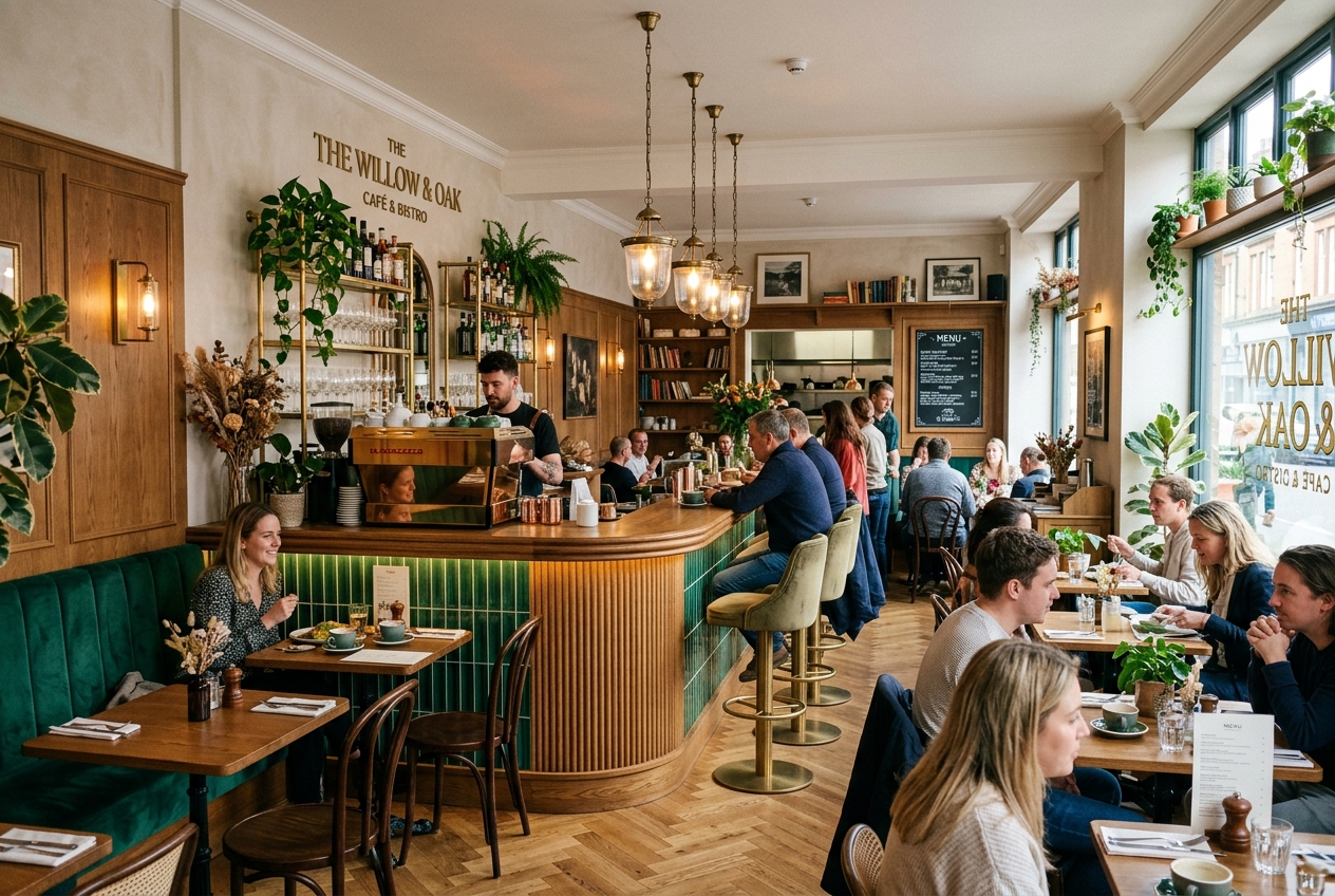 Modern şık 3. nesil artisanal cafe ve kahve barı iç mekan dekorasyonu